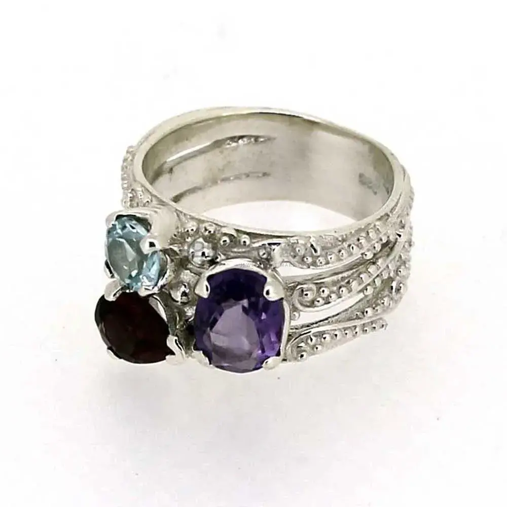 Stunning Multi Stone Gemstone Ring In Sterling Silver 925SR039_0
