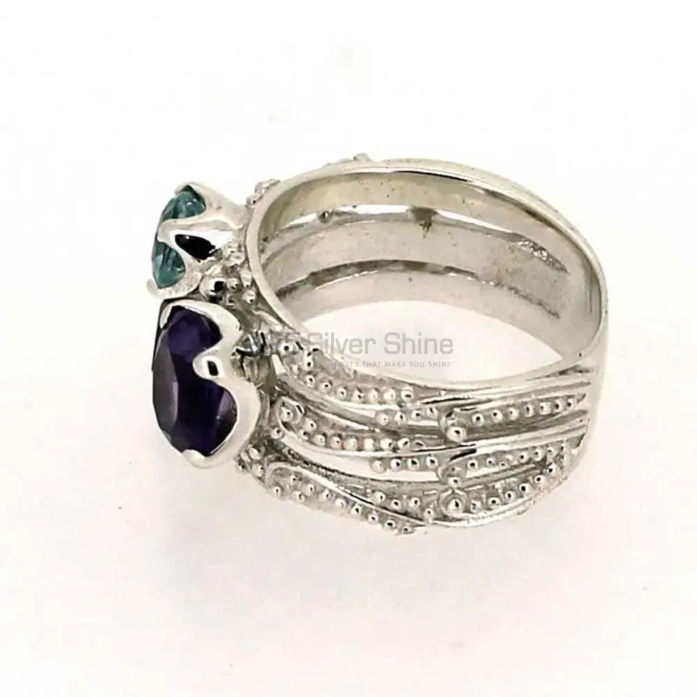 Stunning Multi Stone Gemstone Designer Ring In Sterling Silver 925SR039_1