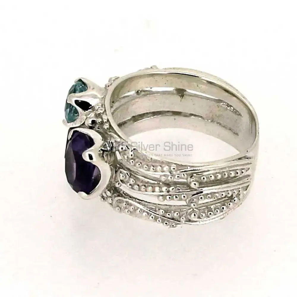Stunning Multi Stone Gemstone Ring In Sterling Silver 925SR039_1