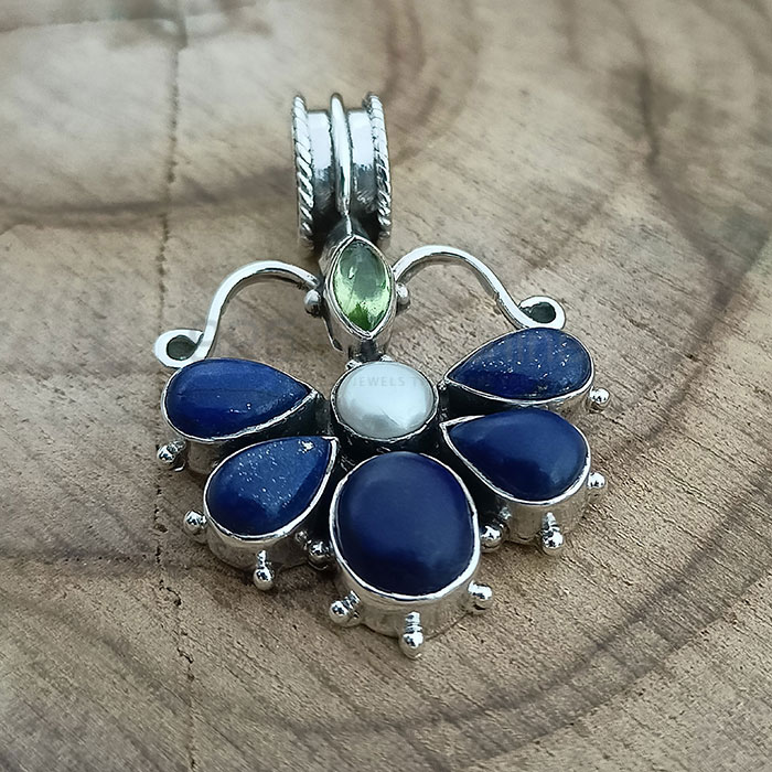 Stunning Multi Stone Pendant In Sterling Silver Jewelry 925NSP21_0