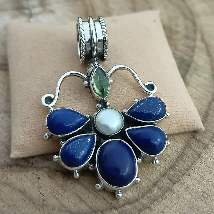 Stunning Multi Stone Pendant In Sterling Silver Jewelry 925NSP21_3