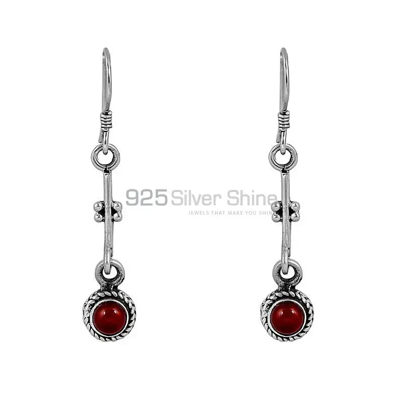 Stunning Natural Red Onyx Gemstone Earring In 925 Solid Silver Jewelry 925SE63