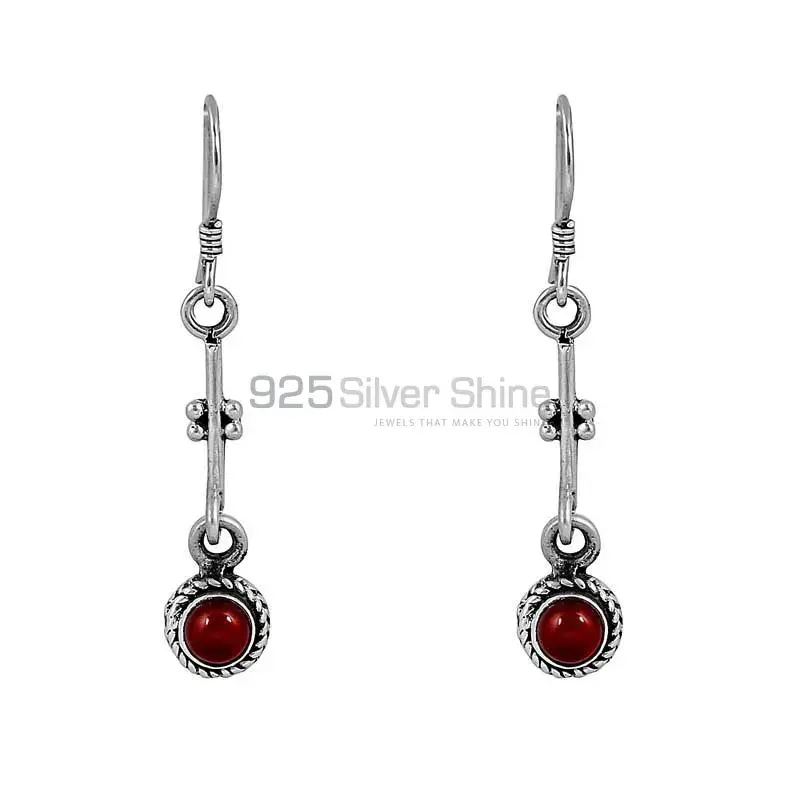 Stunning Natural Red Onyx Gemstone Earring In 925 Solid Silver Jewelry 925SE63_0