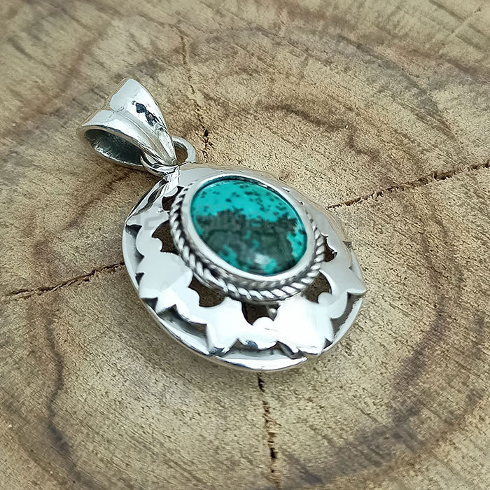 Stunning Natural Turquoise Gemstone Pendant In Sterling Silver 925NSP30_0