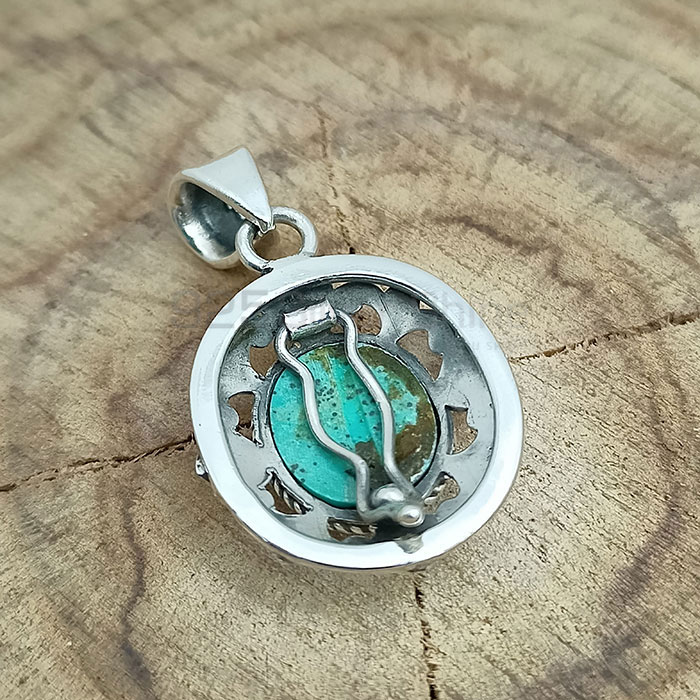 Stunning Natural Turquoise Gemstone Pendant In Sterling Silver 925NSP30_1