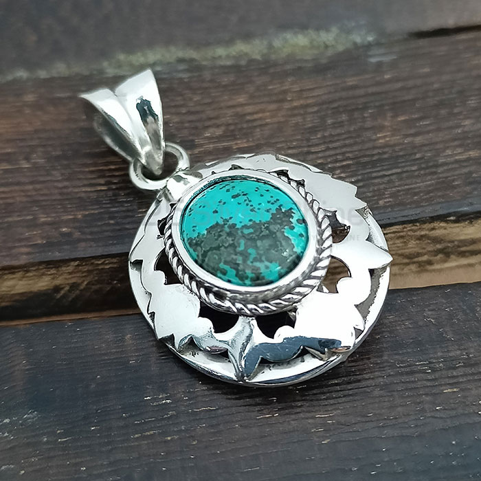 Stunning Natural Turquoise Gemstone Pendant In Sterling Silver 925NSP30_2