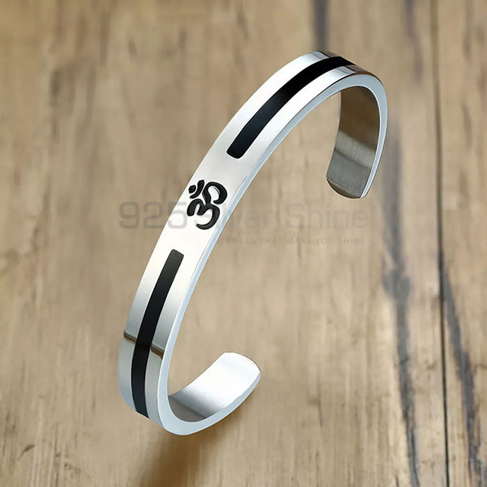 Stunning Om Symbol Buddha Namaste Cuff Bangle In 925 Silver SMMB543_0