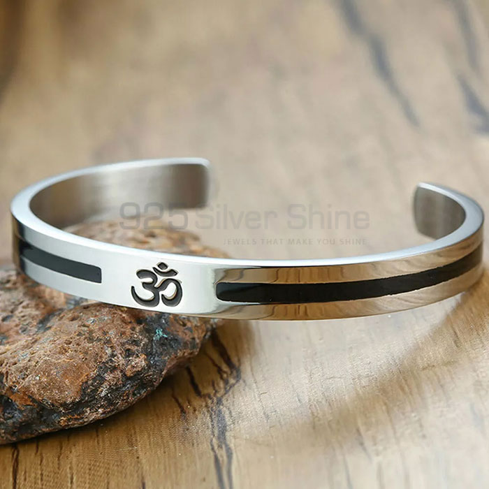 Stunning Om Symbol Buddha Namaste Cuff Bangle In 925 Silver SMMB543_1