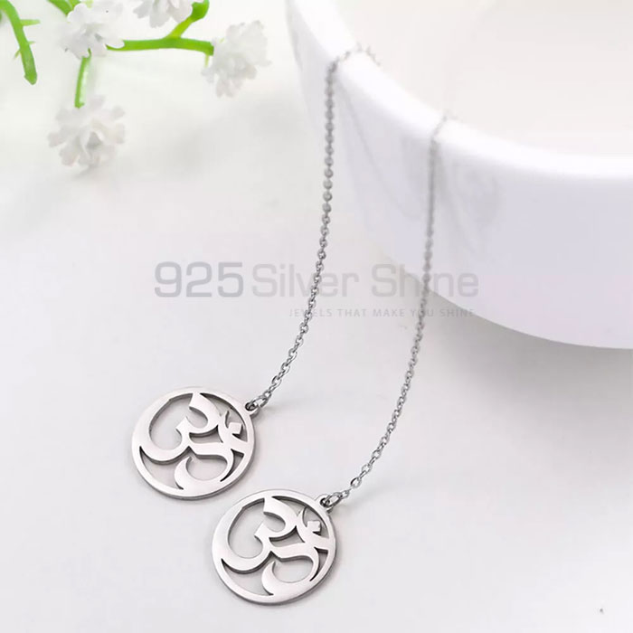 Stunning Om Symbol Stud Chain Earring In Sterling Silver SMME545_0