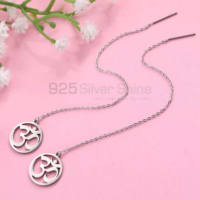 Stunning Om Symbol Stud Chain Earring In Sterling Silver SMME545_2