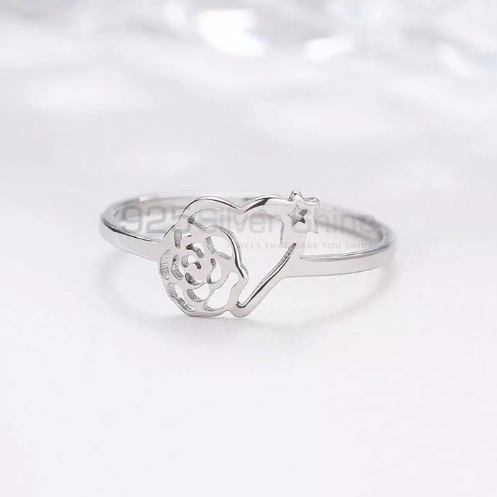 Stunning Rebel Love Heart Ring. Sterling Silver Love Star Minimalist Ring FWMR252