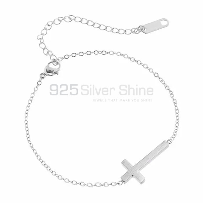 Stunning Sideways Cross Bracelet In 925 Silver Minimalist Jewelry CRMB55
