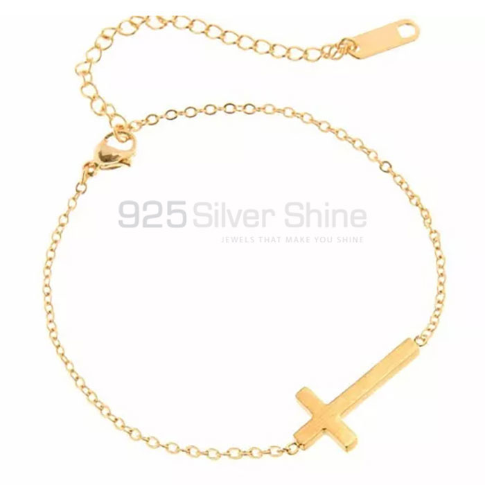 Stunning Sideways Cross Bracelet In 925 Silver Minimalist Jewelry CRMB55_0