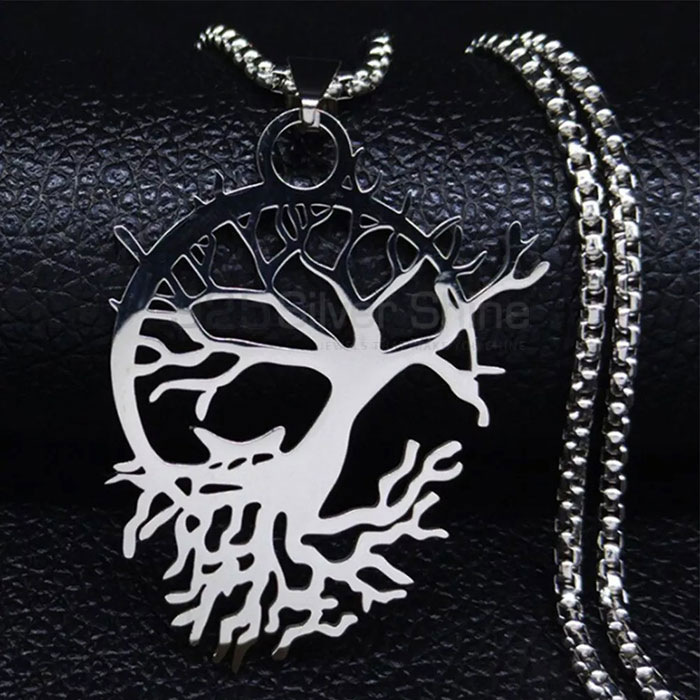 Stunning Silver Handmade Life Of Tree Necklace For Yoga TLMN608_0