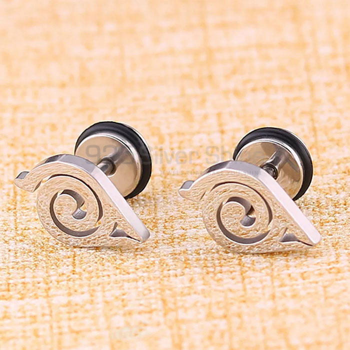 Stunning Silver Map Naruto Anime Stud Earring In Sterling Silver MPME357