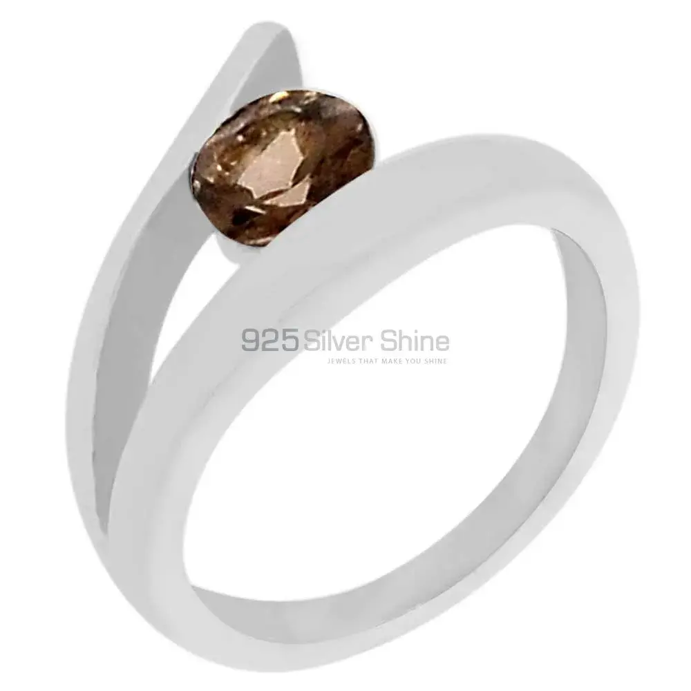 Stunning Smoky Quartz Semi Precious Gemstone Ring In 925 Silver 925SR073-1