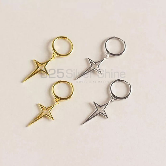 Stunning Star Charm Mini Hoop Earring In 925 Silver STME480