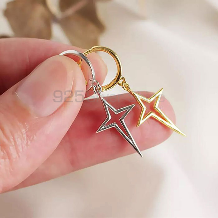 Stunning Star Charm Mini Hoop Earring In 925 Silver STME480_0