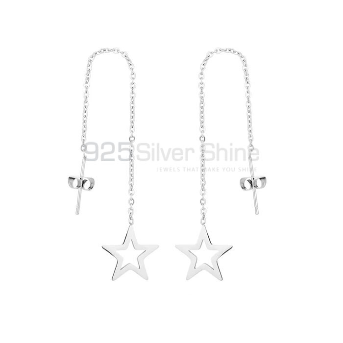 Stunning Star Minimalist Chain Earring In Sterling Silver MOME387