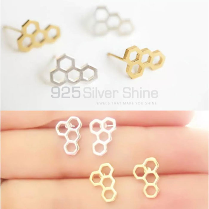 Stunning Sterling Silver Honey Bee Stud Earring Jewelry HBME332_1