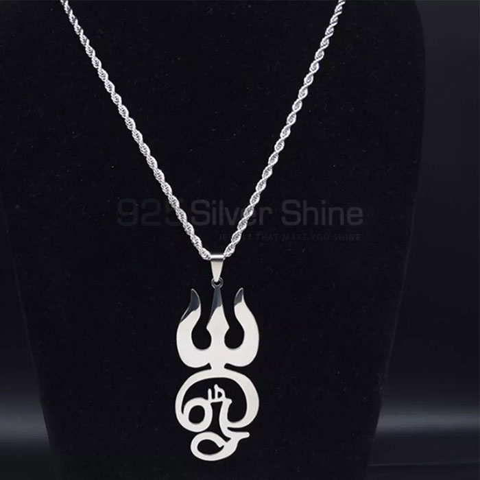 Stunning Tamil Om Symbol Charm Necklace In 925 Silver SMMN559_1