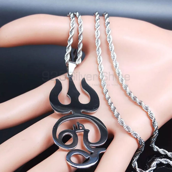 Stunning Tamil Om Symbol Charm Necklace In 925 Silver SMMN559_2