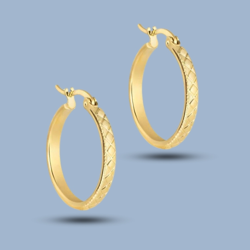 Textured 925 Sterling Silver Endless Thin Hoop Earrings 925She152
