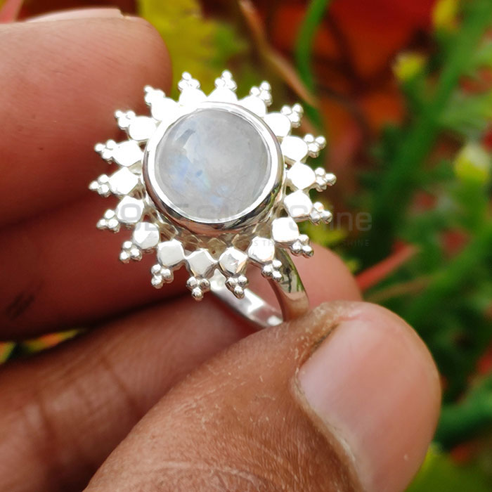 Sun Flower Design Sterling Silver Ring In Rainbow Moonstone SSR66_2