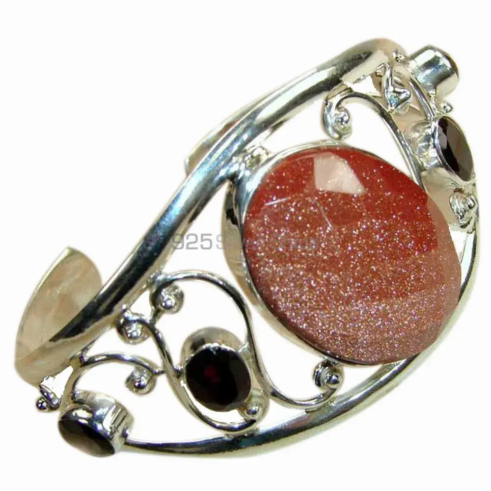 Sunstone Gemstone Cuff Bangles In Sterling Silver Jewelry 925SSB134_0