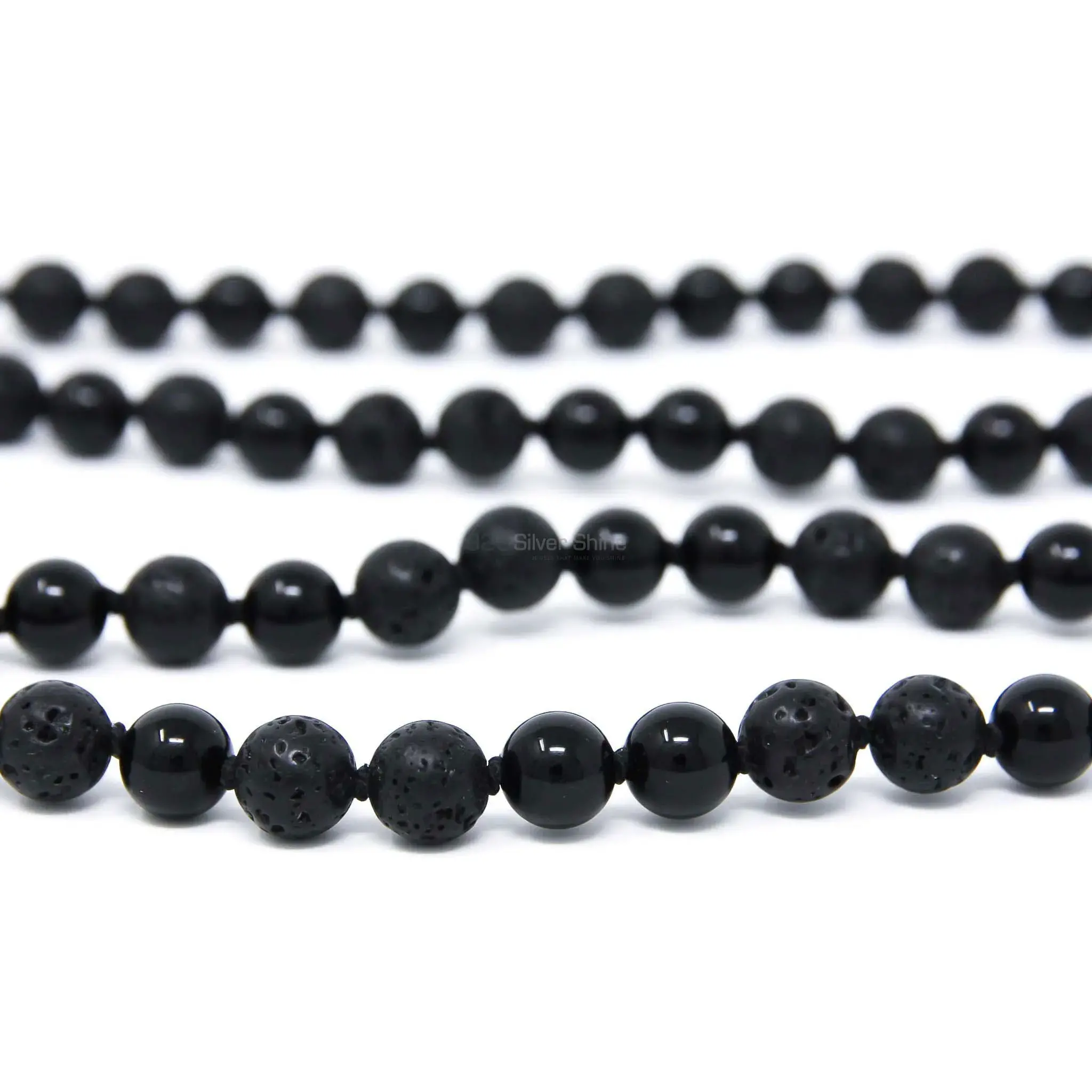 Tassel Mala Black Onyx-Lava Yoga Beaded Necklace 925MBC114_1