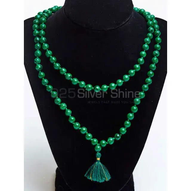 Tassel Mala Malachite Gemstone Beads Necklace 925MBC115_1