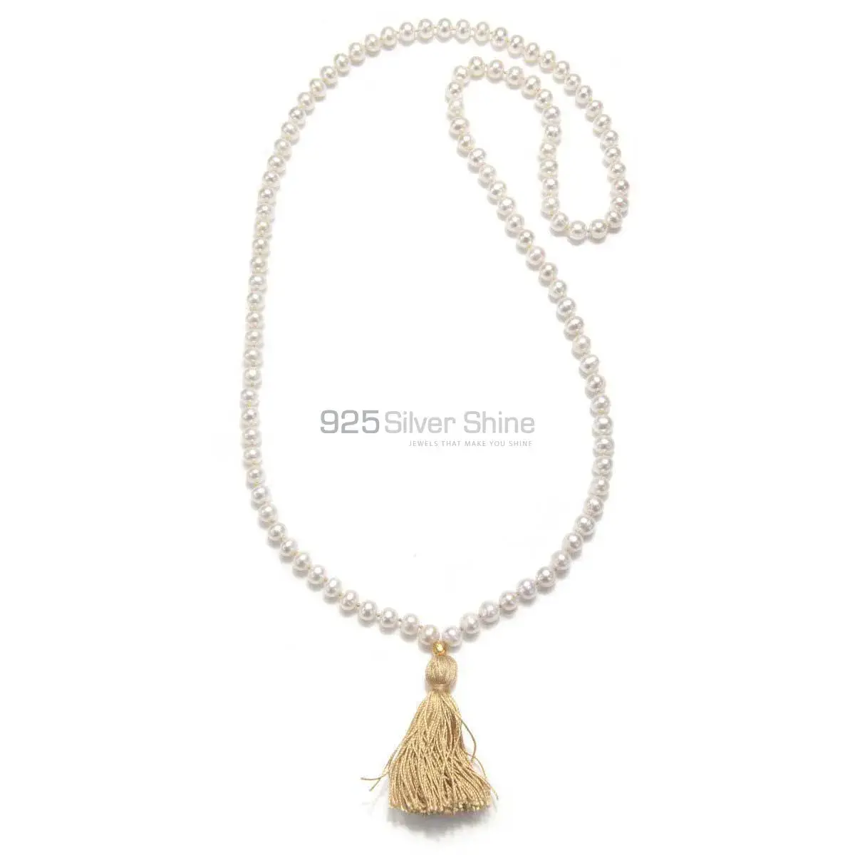 Pearl Tassel Necklace with sterling silver CZ Starburst Accents |  minadjewelry
