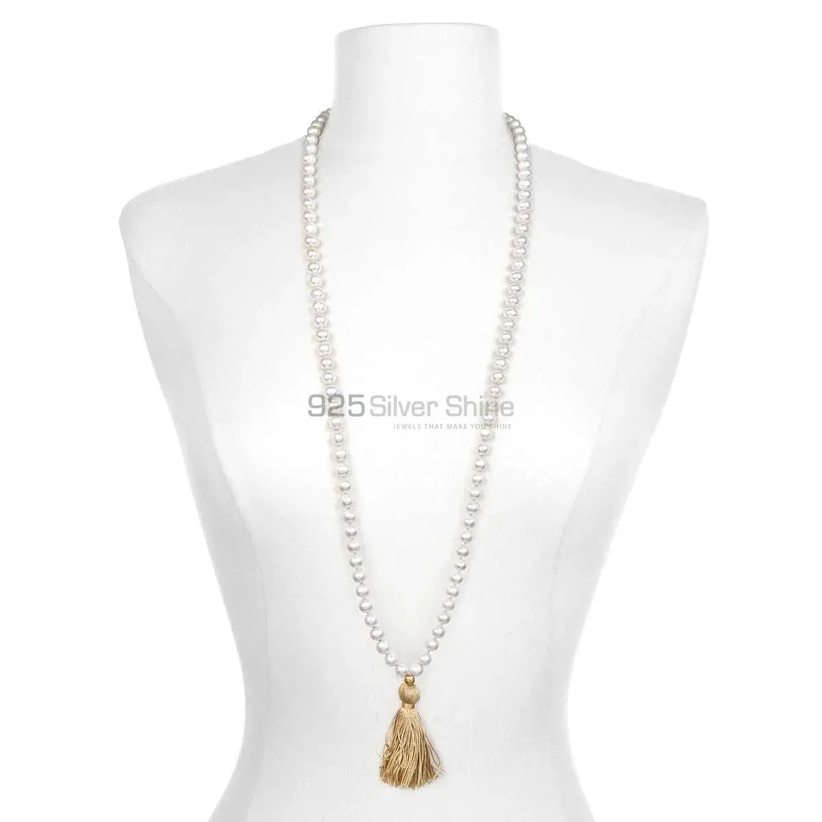 Tassel Mala Pearl Gemstone Beads Necklace 925MBC118_0
