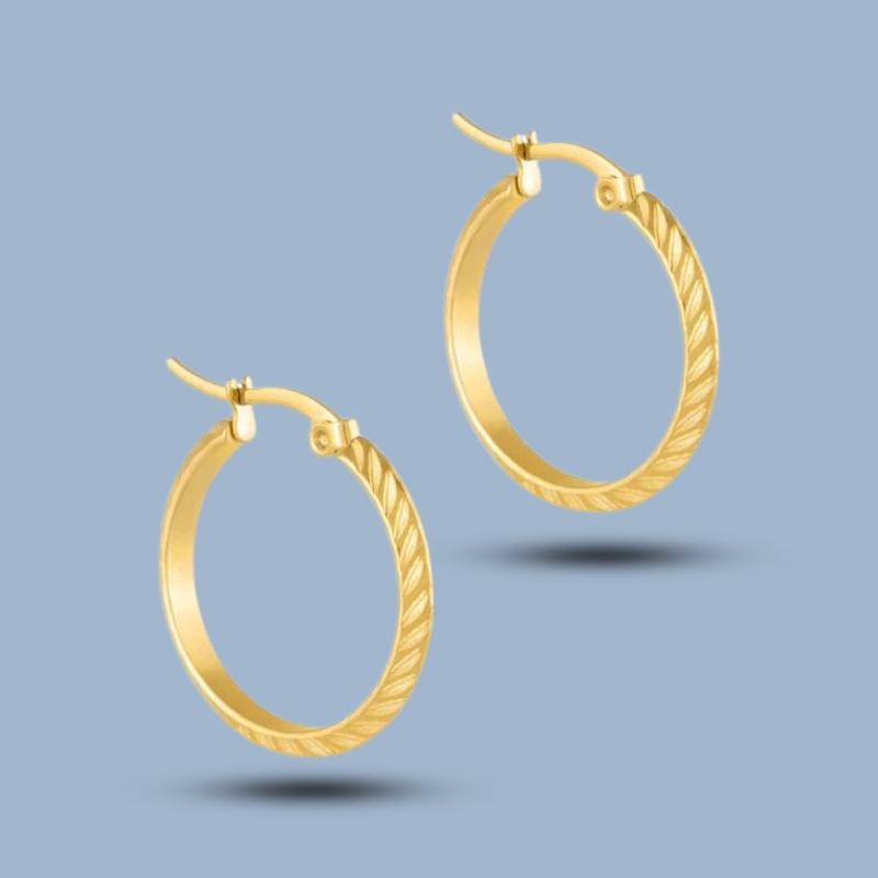 Texture 925 Sterling Silver French Lock Hoop Earrings 925She305