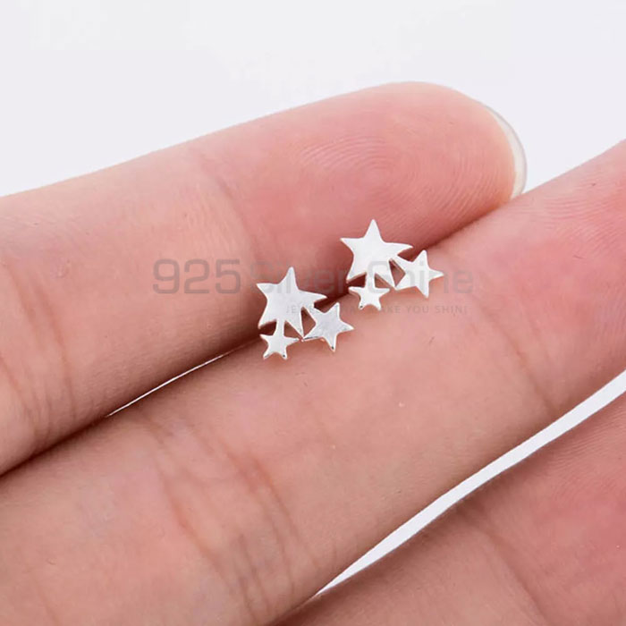 Three Star Climber Stud Earring In 925 Sterling Silver STME494_2