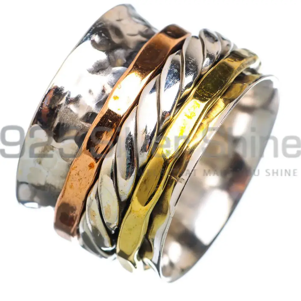 Three Tone Spinner Rings Solid Sterling Silver Jewelry SMR145