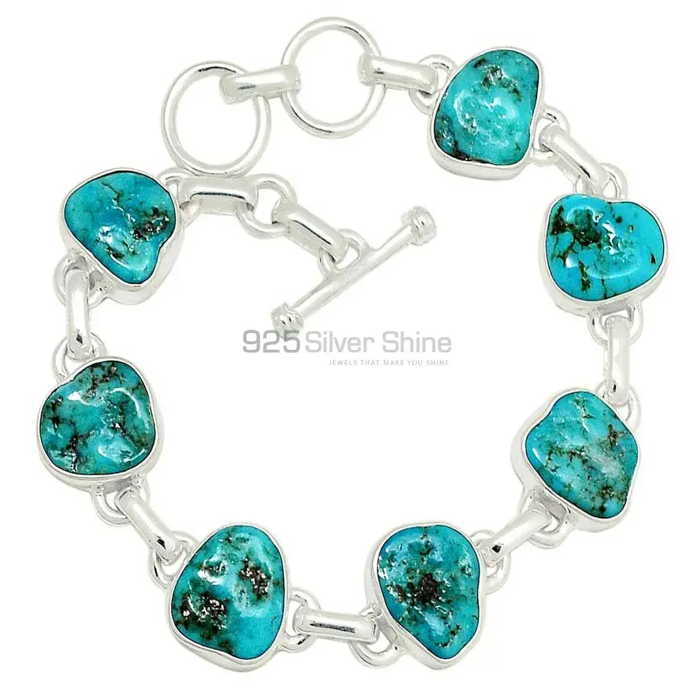 Tibetan Turquoise Gemstone Bracelets Wholesaler In Fine Sterling Silver Jewelry 925SB304-1