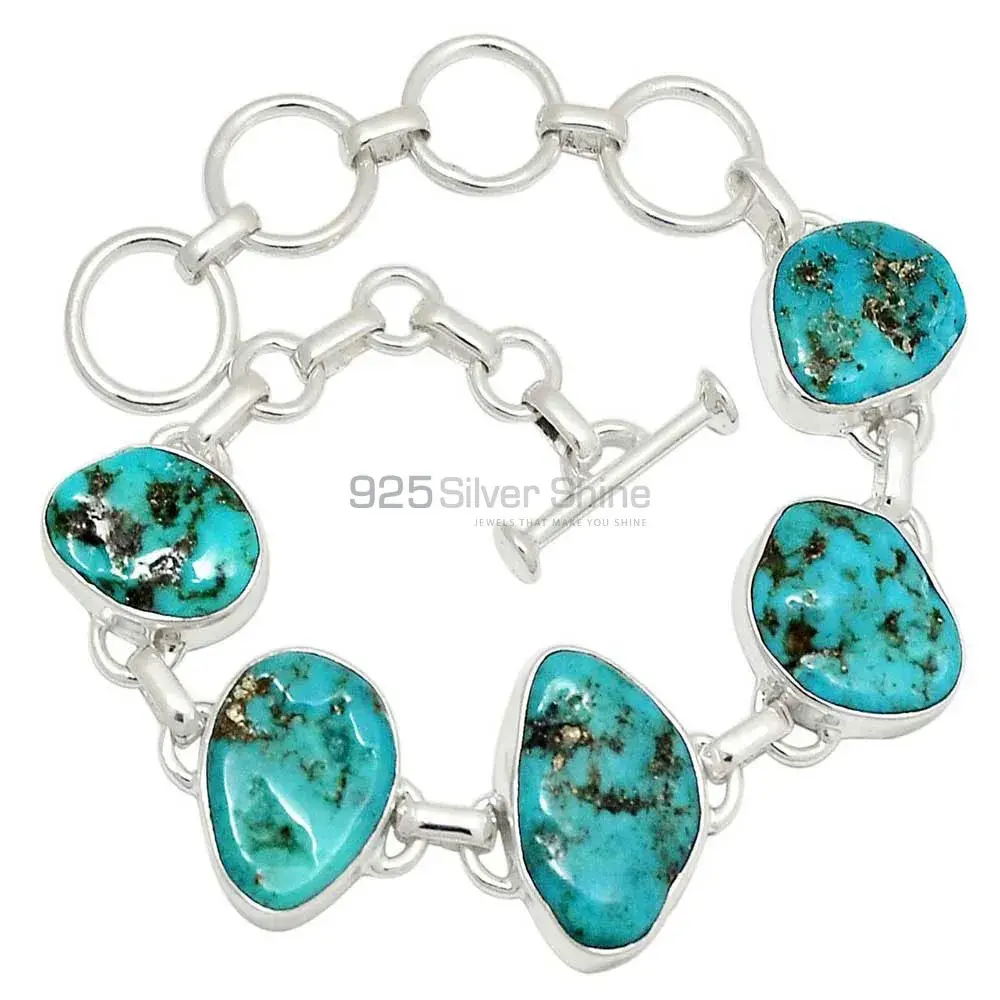 Tibetan Turquoise Gemstone Bracelets In Fine Sterling Silver Jewelry 925SB304-1_0