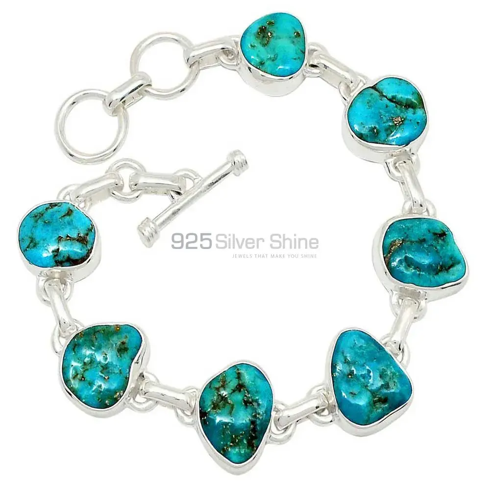 Tibetan Turquoise Gemstone Bracelets In Fine Sterling Silver Jewelry 925SB304-1_1