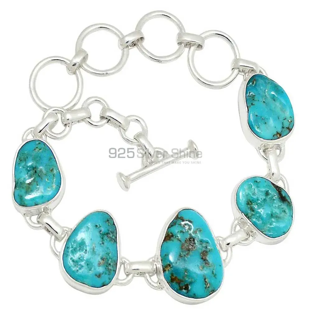 Tibetan Turquoise Gemstone Bracelets Wholesaler In Fine Sterling Silver Jewelry 925SB304-1_2