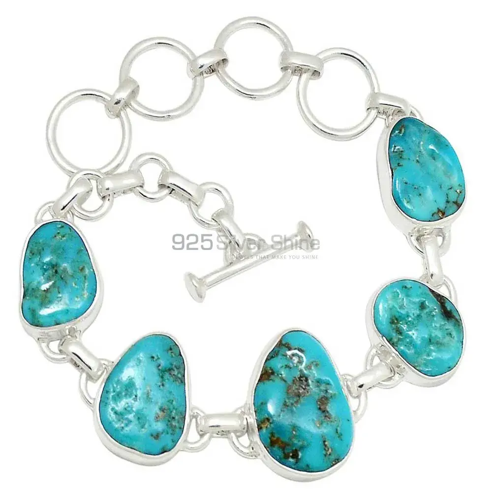 Tibetan Turquoise Gemstone Bracelets In Fine Sterling Silver Jewelry 925SB304-1_2