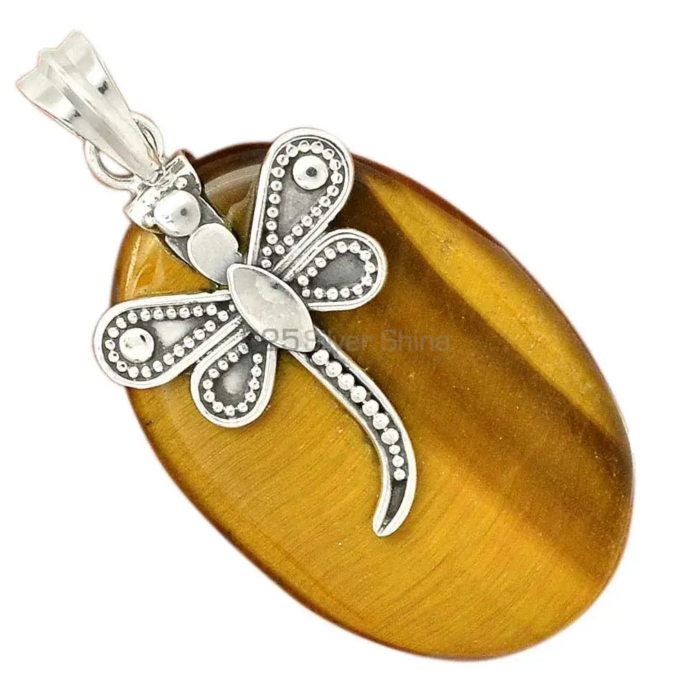 Tiger Eye Gemstone Pendants Suppliers In 925 Fine Silver Jewelry 925SP68-4