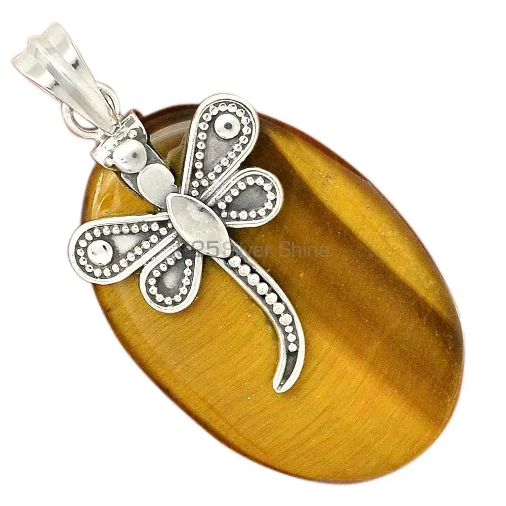 Tiger Eye Gemstone Pendants In 925 Fine Silver Jewelry 925SP68-4_0