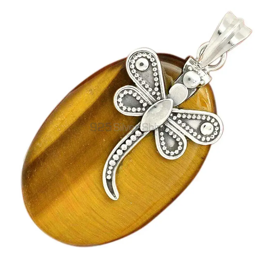 Tiger Eye Gemstone Pendants Suppliers In 925 Fine Silver Jewelry 925SP68-4_0