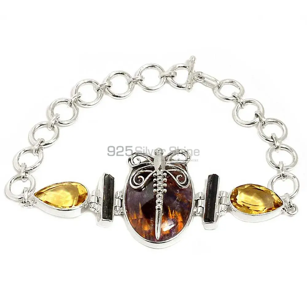 Cacoxenite-Citrine Gemstone Bracelets In Fine Sterling Silver Jewelry 925SB296-5