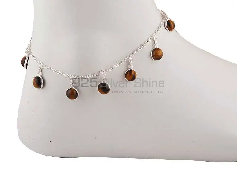 Tiger's Eye Gemstone Anklet In 925 Silver Wholesaler