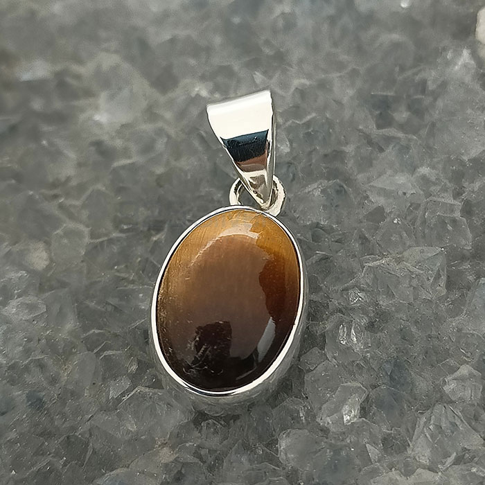 Tiger's Eye Gemstone Pendant In 925 Sterling Silver 925NSP10_6