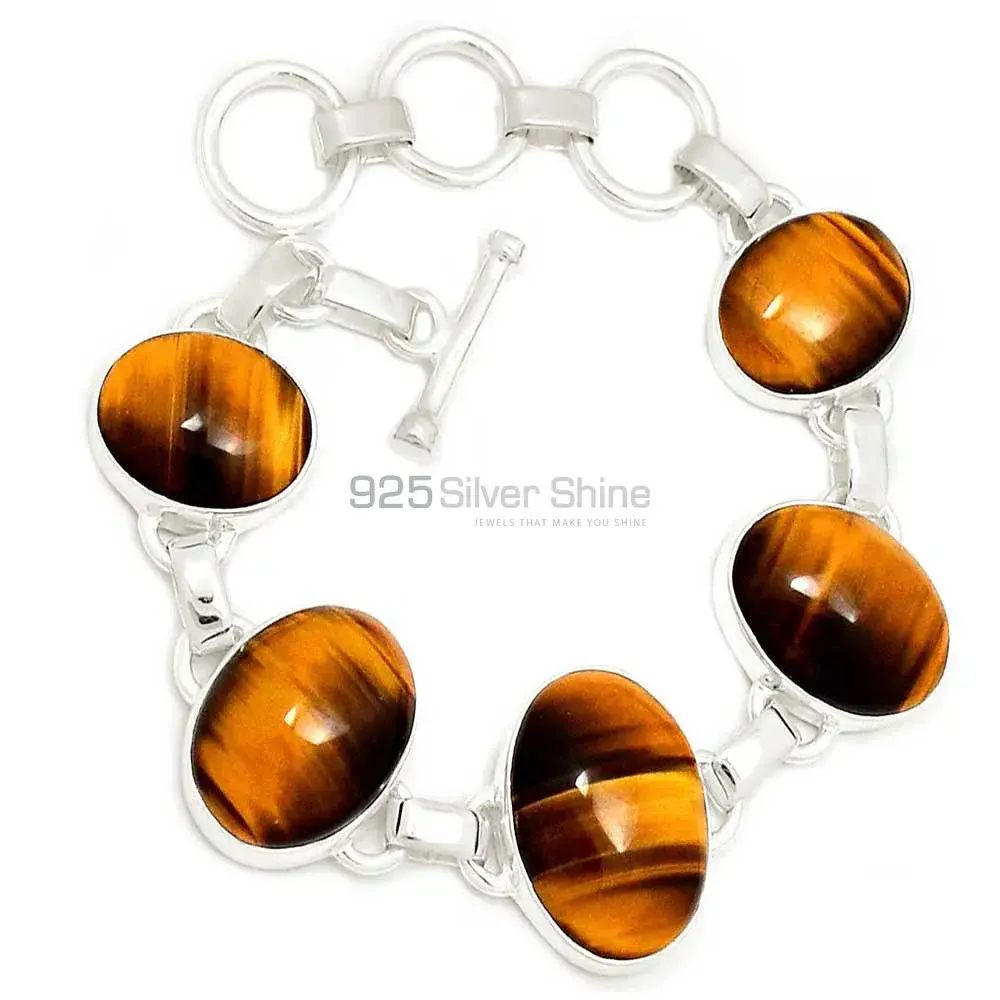 Tiger's Eye Wholesale Gemstone Handmade Bracelets In 925 Sterling Silver Jewelry 925SB305-2