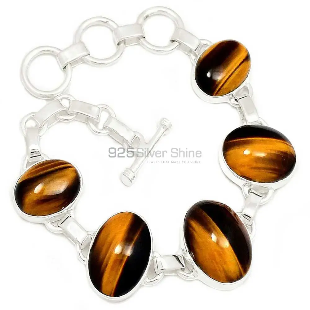 Tiger's Eye Gemstone Handmade Bracelets In 925 Sterling Silver Jewelry 925SB305-2_0