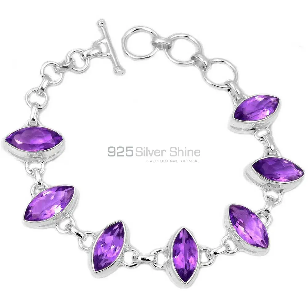 925 Fine Silver Bracelets In Amethyst Gemstone Jewelry 925SB259-1